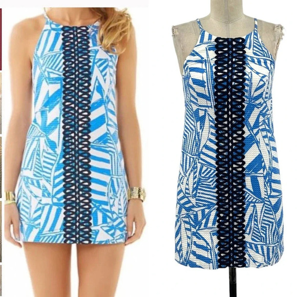 Lilly Pulitzer Dresses & Skirts - Lilly Pulitzer Annabelle Shift Dress Bay Yacht Sea Bau Blue Striped Size 0